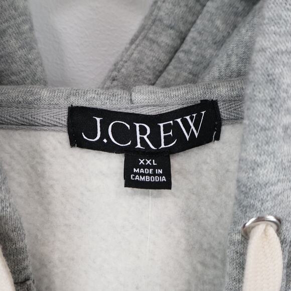 NWT J.Crew New Heritage Fleece Full Zip-Up Hoodie Long Sleeve In Gray Size XXL - Picture 5 of 8